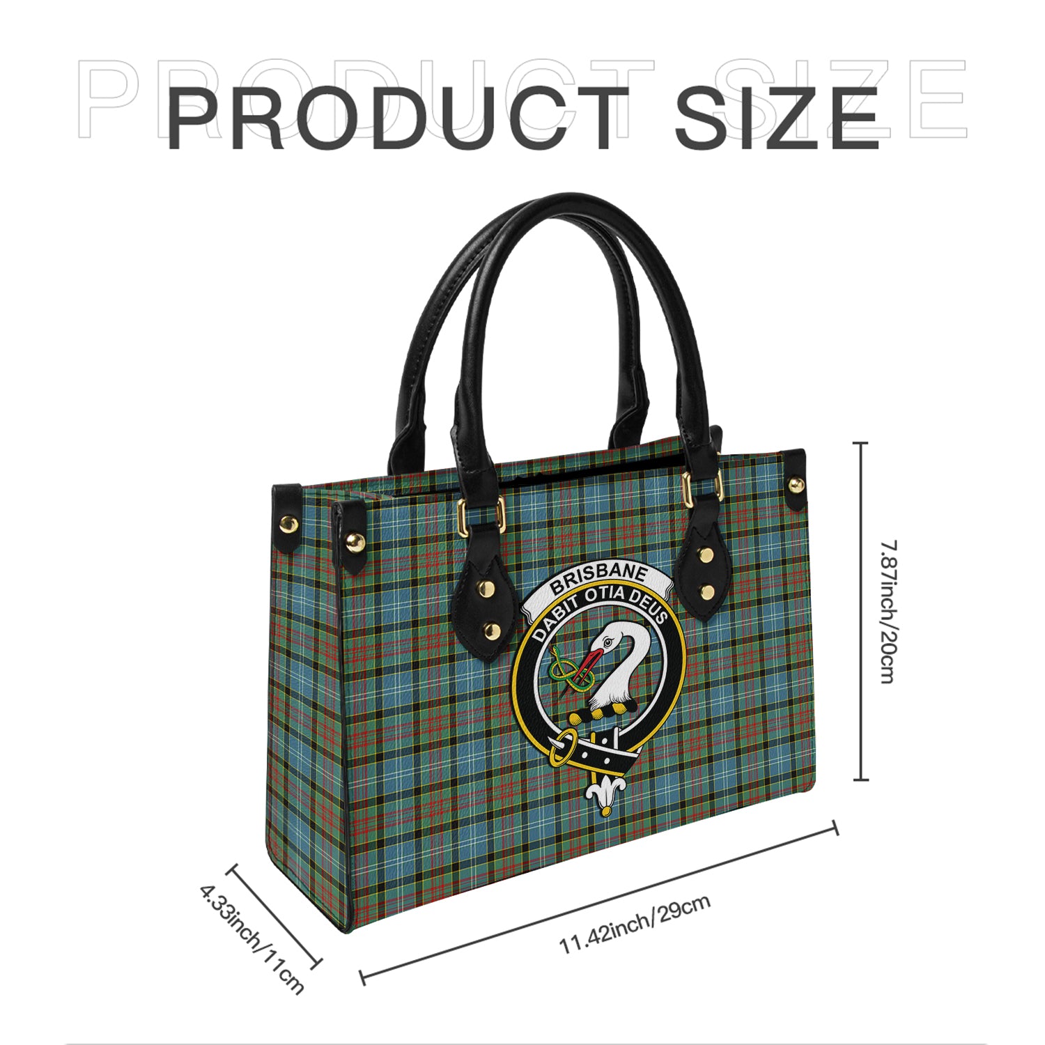 Brisbane modern Tartan Leather Bag with Family Crest - Tartanvibesclothing