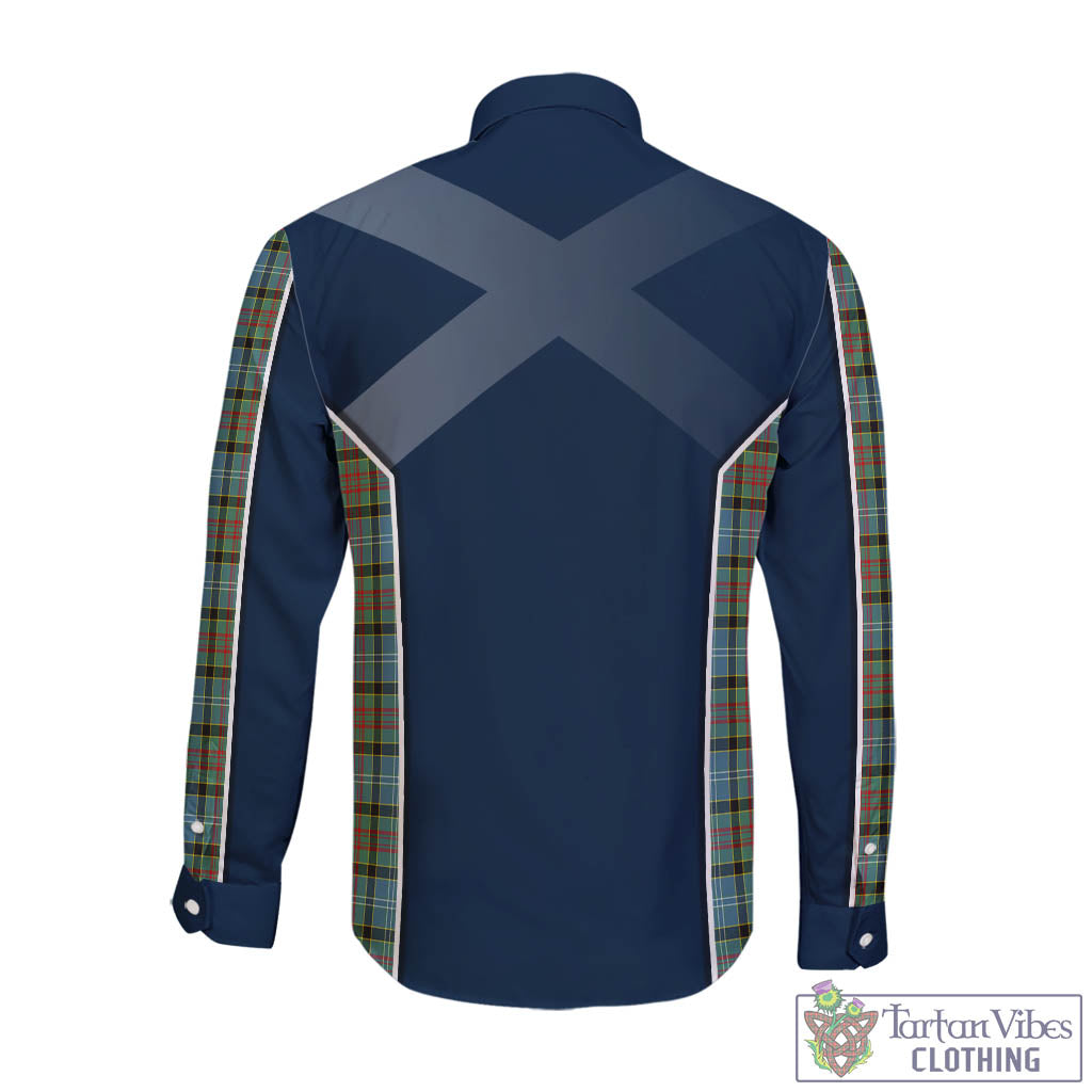 Tartan Vibes Clothing Brisbane modern Tartan Long Sleeve Button Up Shirt with Family Crest and Lion Rampant Vibes Sport Style