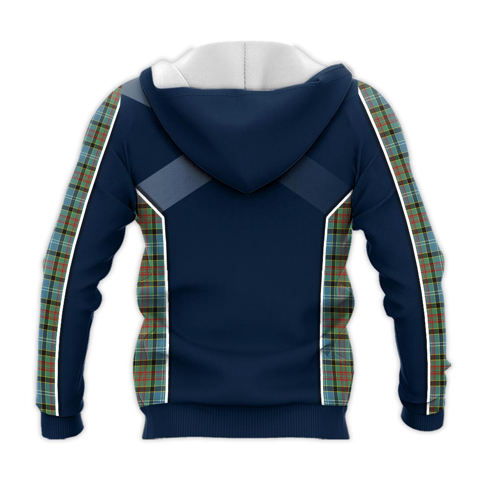 Tartan Vibes Clothing Brisbane modern Tartan Knitted Hoodie with Family Crest and Scottish Thistle Vibes Sport Style