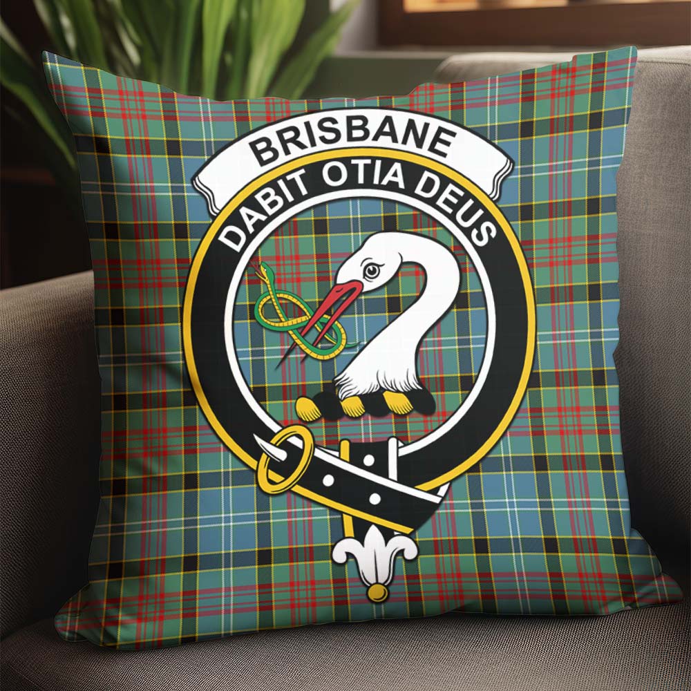 Brisbane modern Tartan Pillow Cover with Family Crest - Tartanvibesclothing