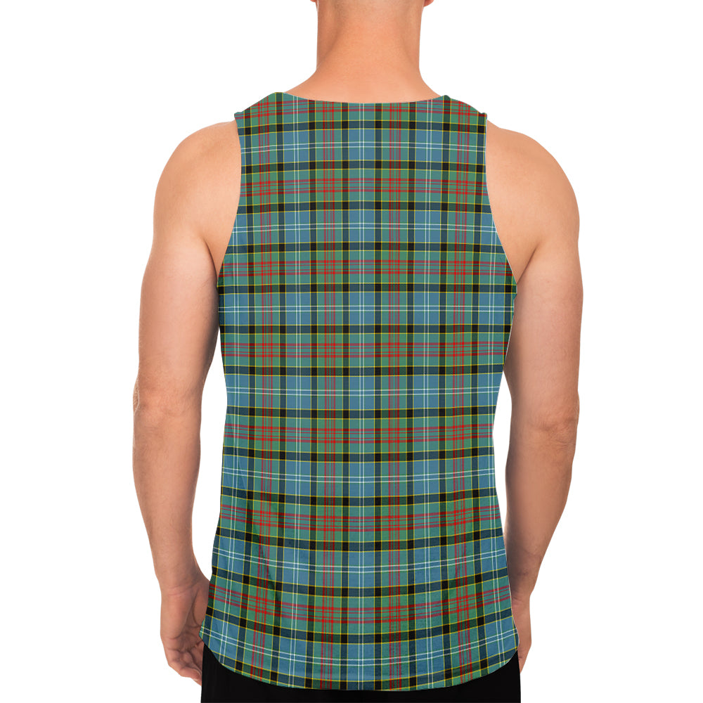 Brisbane modern Tartan Mens Tank Top with Family Crest - Tartanvibesclothing