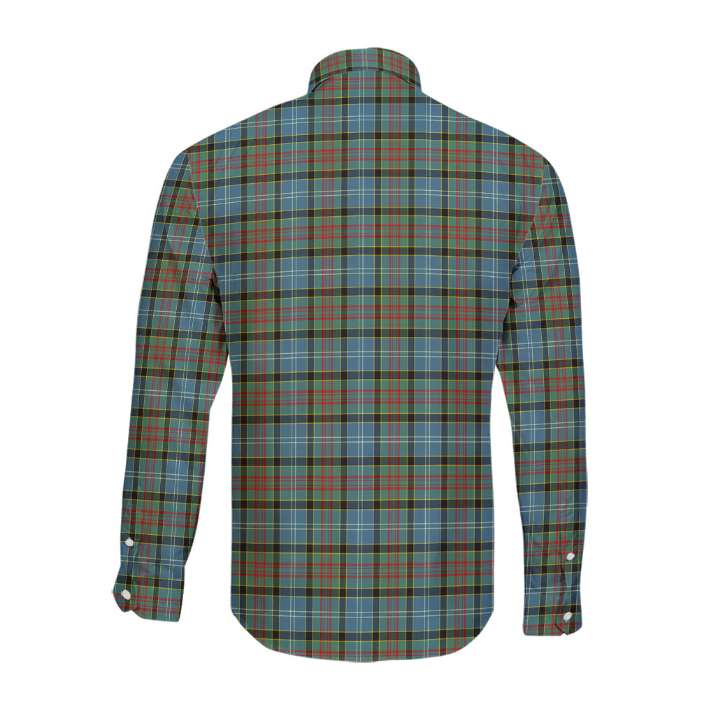 Brisbane modern Tartan Long Sleeve Button Up Shirt with Family Crest - Tartanvibesclothing