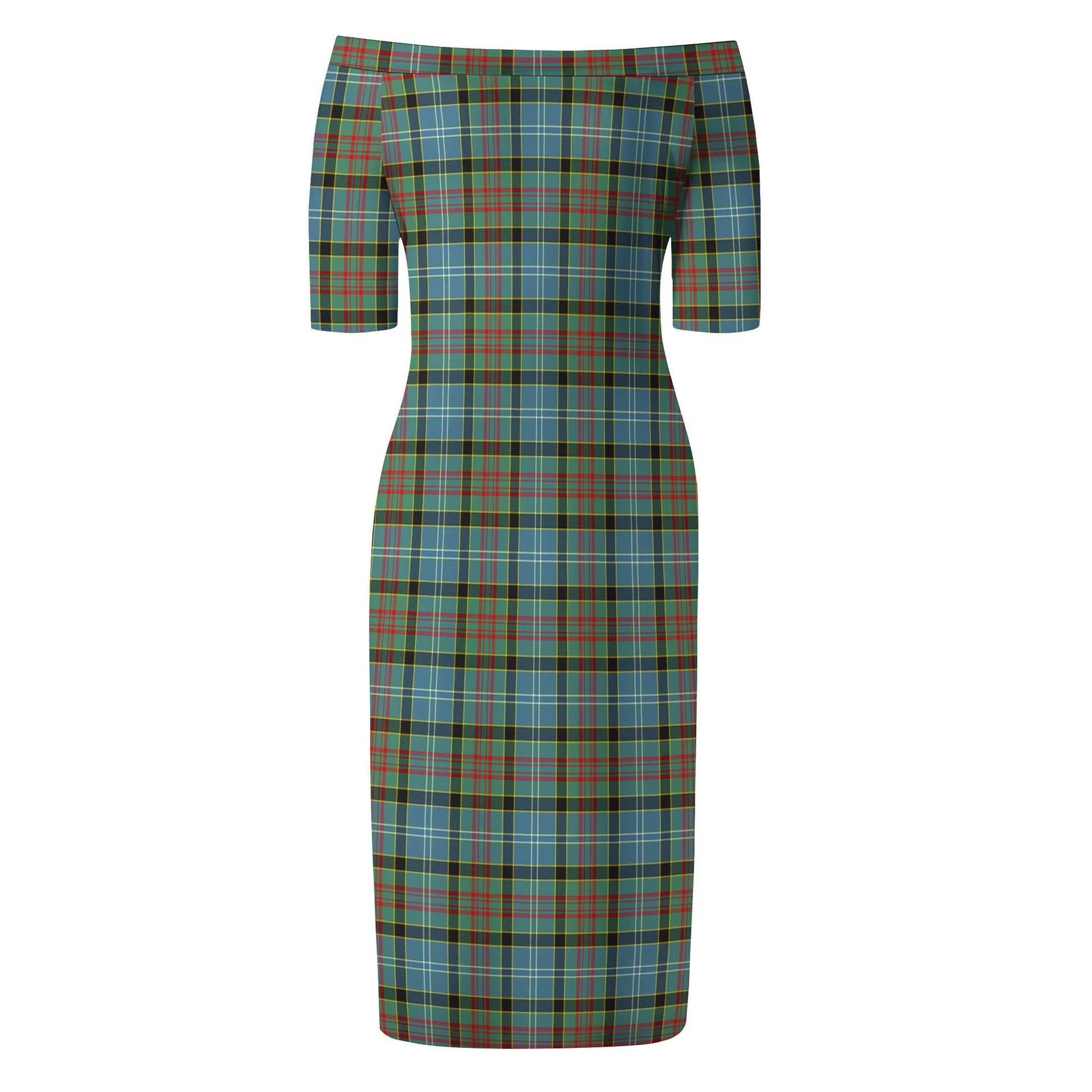 Brisbane modern Tartan Off Shoulder Lady Dress - Tartanvibesclothing