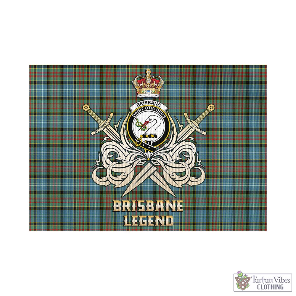 Tartan Vibes Clothing Brisbane modern Tartan Flag with Clan Crest and the Golden Sword of Courageous Legacy