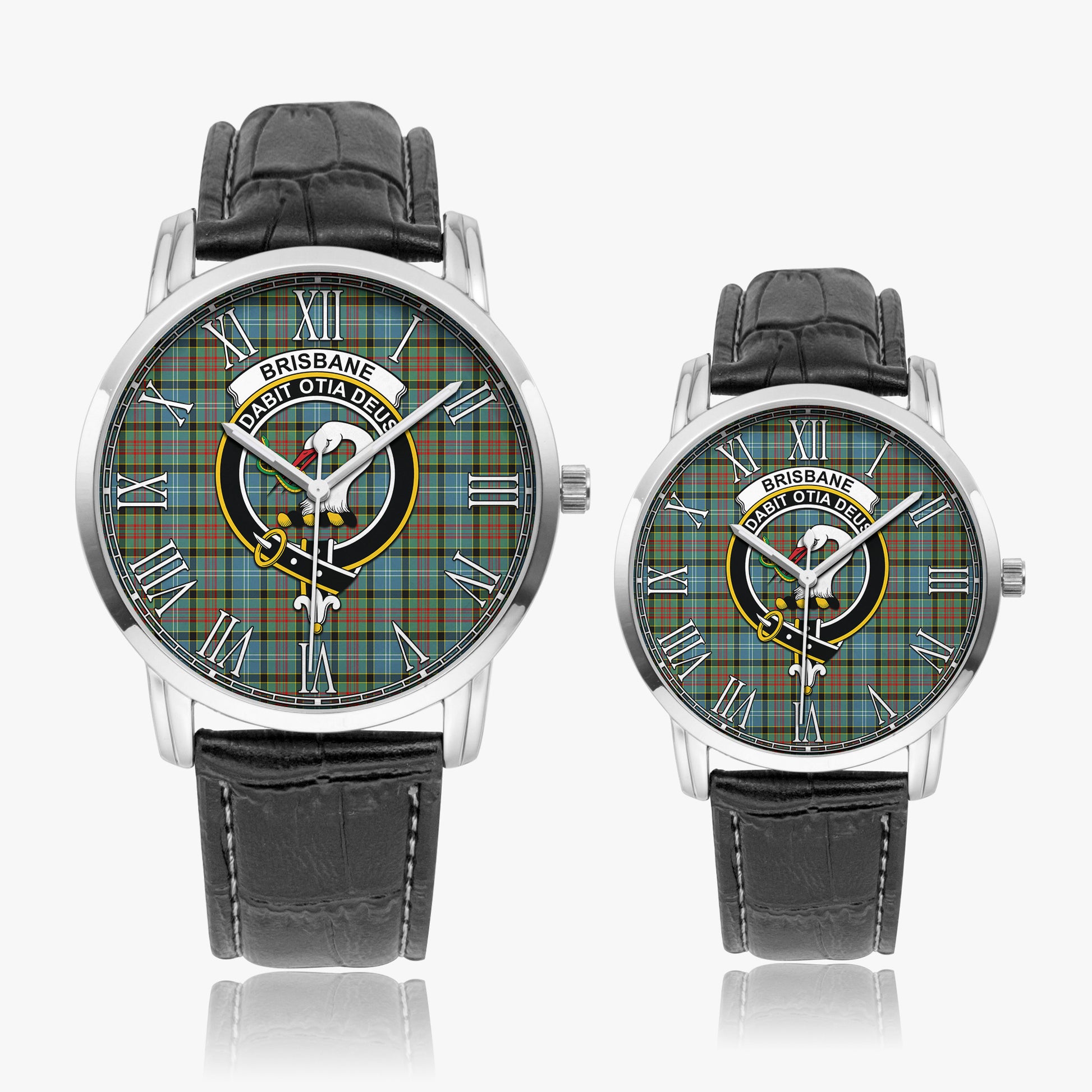 Brisbane modern Tartan Family Crest Leather Strap Quartz Watch - Tartanvibesclothing