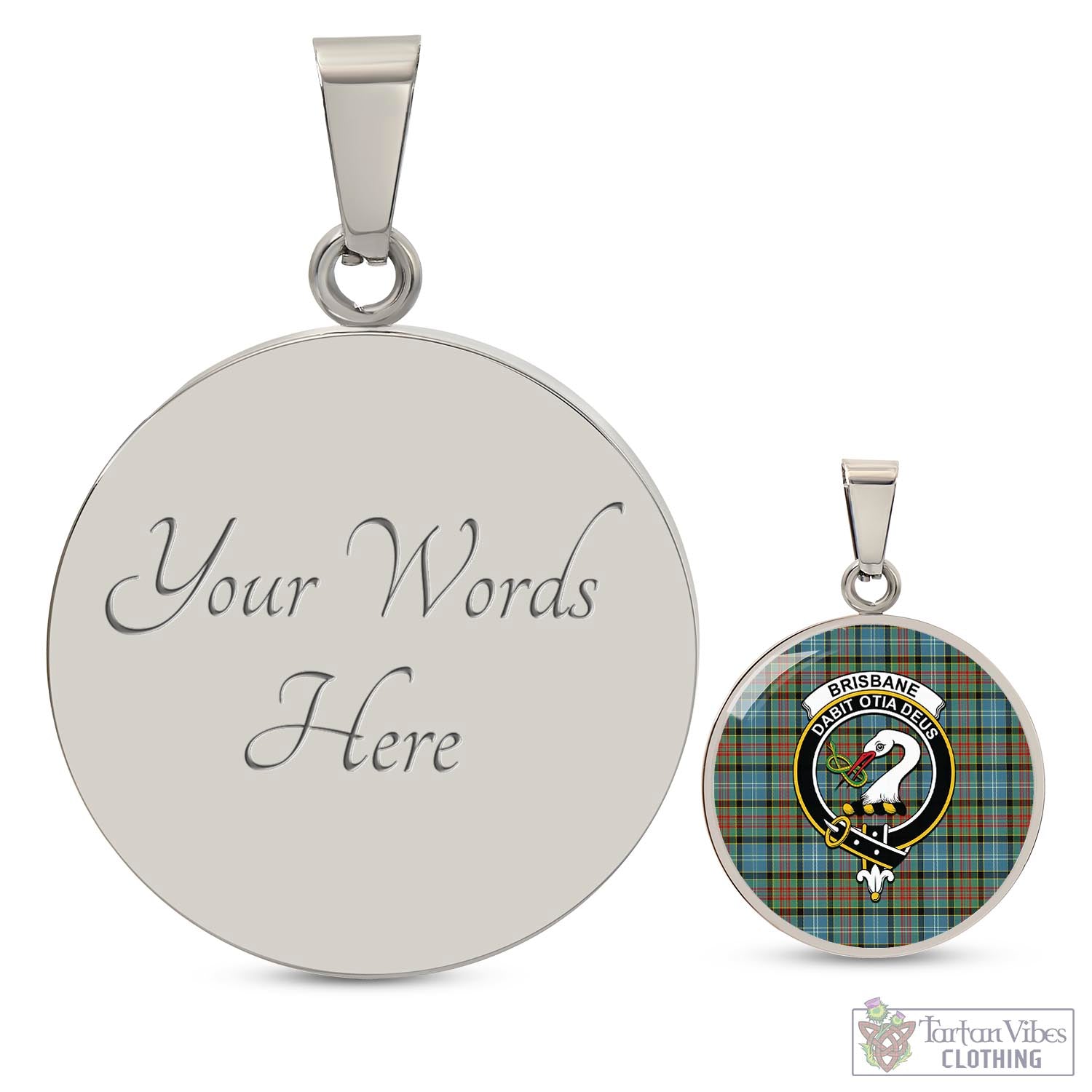 Tartan Vibes Clothing Brisbane modern Tartan Circle Necklace with Family Crest