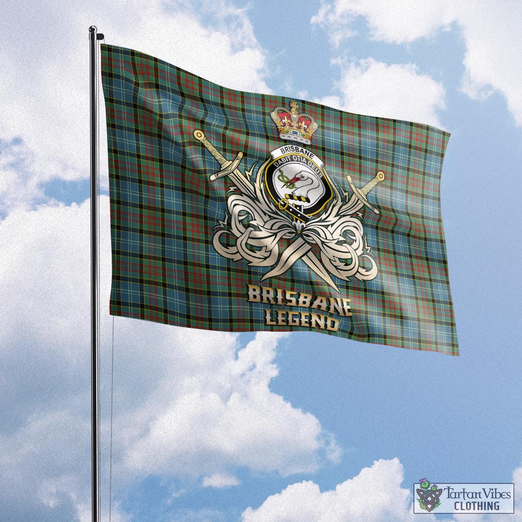 Tartan Vibes Clothing Brisbane modern Tartan Flag with Clan Crest and the Golden Sword of Courageous Legacy