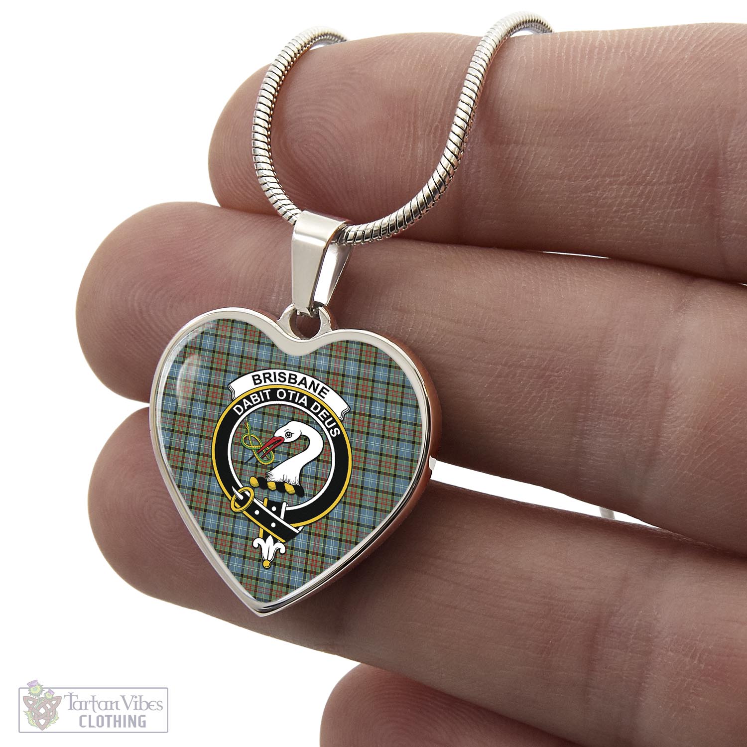 Tartan Vibes Clothing Brisbane modern Tartan Heart Necklace with Family Crest