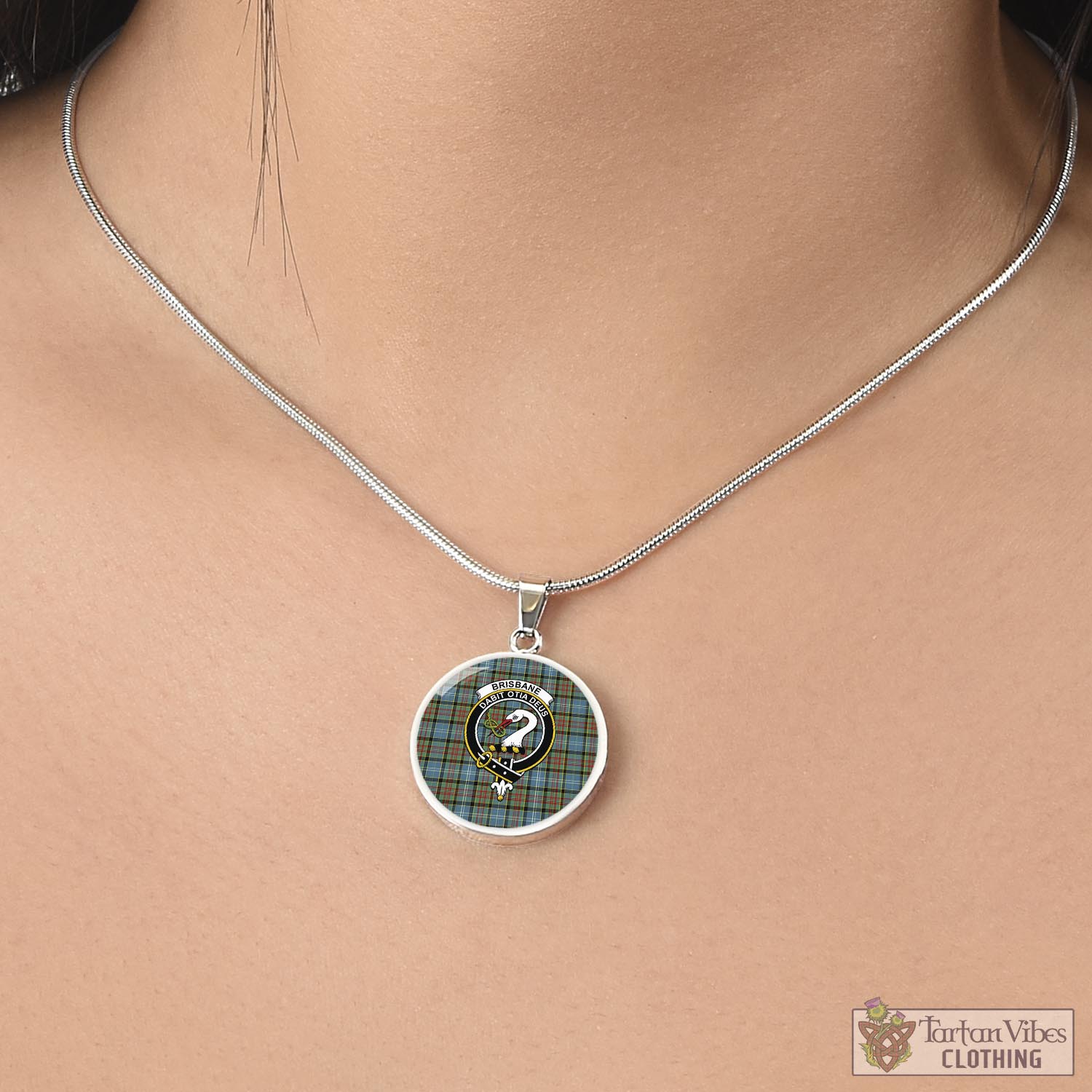 Tartan Vibes Clothing Brisbane modern Tartan Circle Necklace with Family Crest