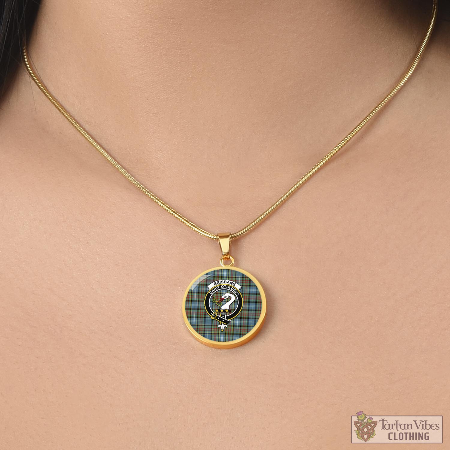 Tartan Vibes Clothing Brisbane modern Tartan Circle Necklace with Family Crest