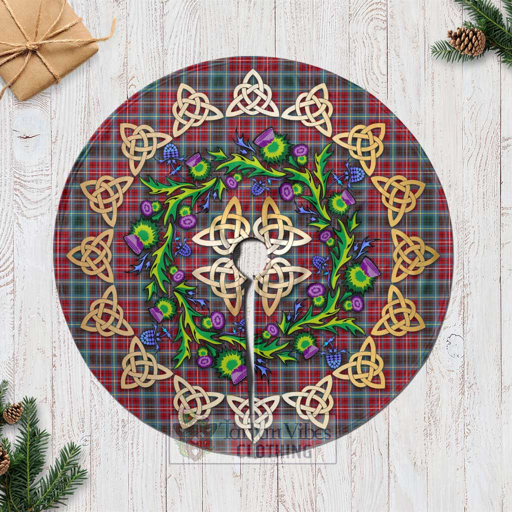 Tartan Vibes Clothing British Columbia Province Canada Tartan Christmas Tree Skirt with Thistle Celtic Knot Style