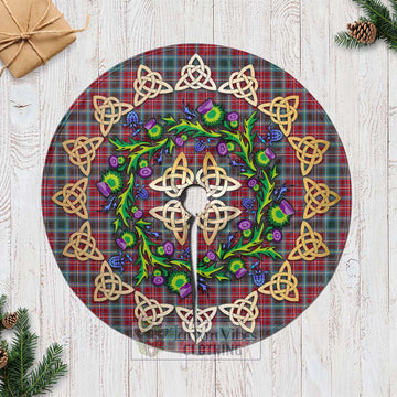 British Columbia Province Canada Tartan Christmas Tree Skirt with Thistle Celtic Knot Style