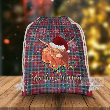 British Columbia Province Canada Tartan Christmas Santa's Bag with Highland Cow