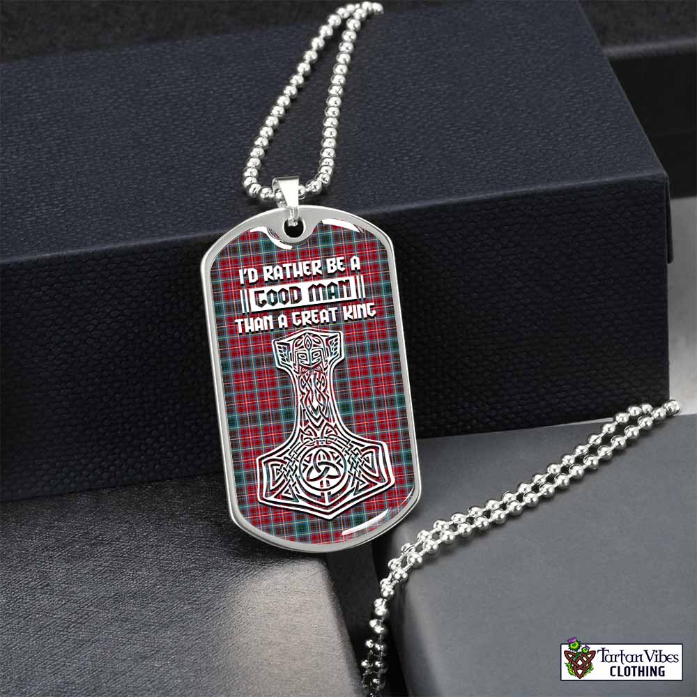 Tartan Vibes Clothing British Columbia Province Canada Tartan Dog Tag Necklace Viking Mjolnir Style