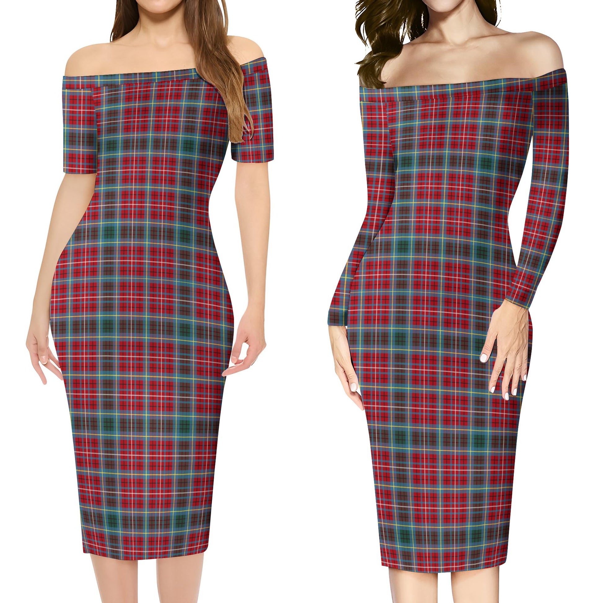 British Columbia Province Canada Tartan Off Shoulder Lady Dress Women's Dress - Tartanvibesclothing