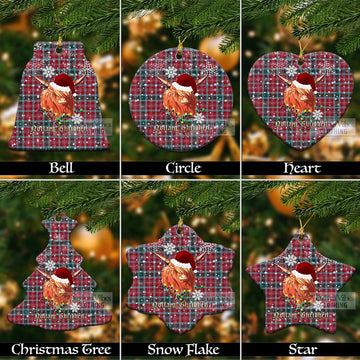 British Columbia Province Canada Clan Tartan Ornament with Christmas Twinkle Highland Cattle