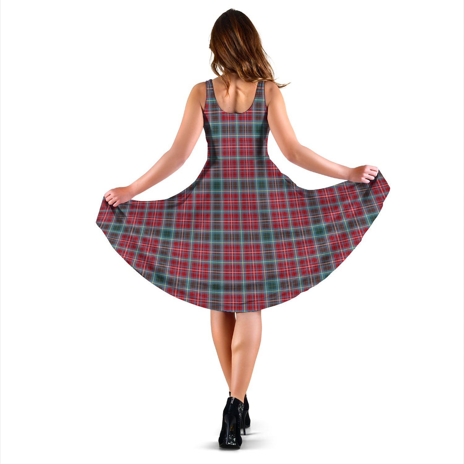 British Columbia Province Canada Tartan Sleeveless Midi Womens Dress - Tartanvibesclothing