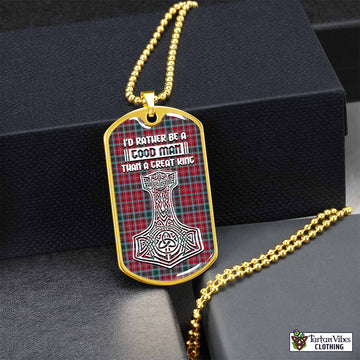 British Columbia Province Canada Tartan Dog Tag Necklace Viking Mjolnir Style