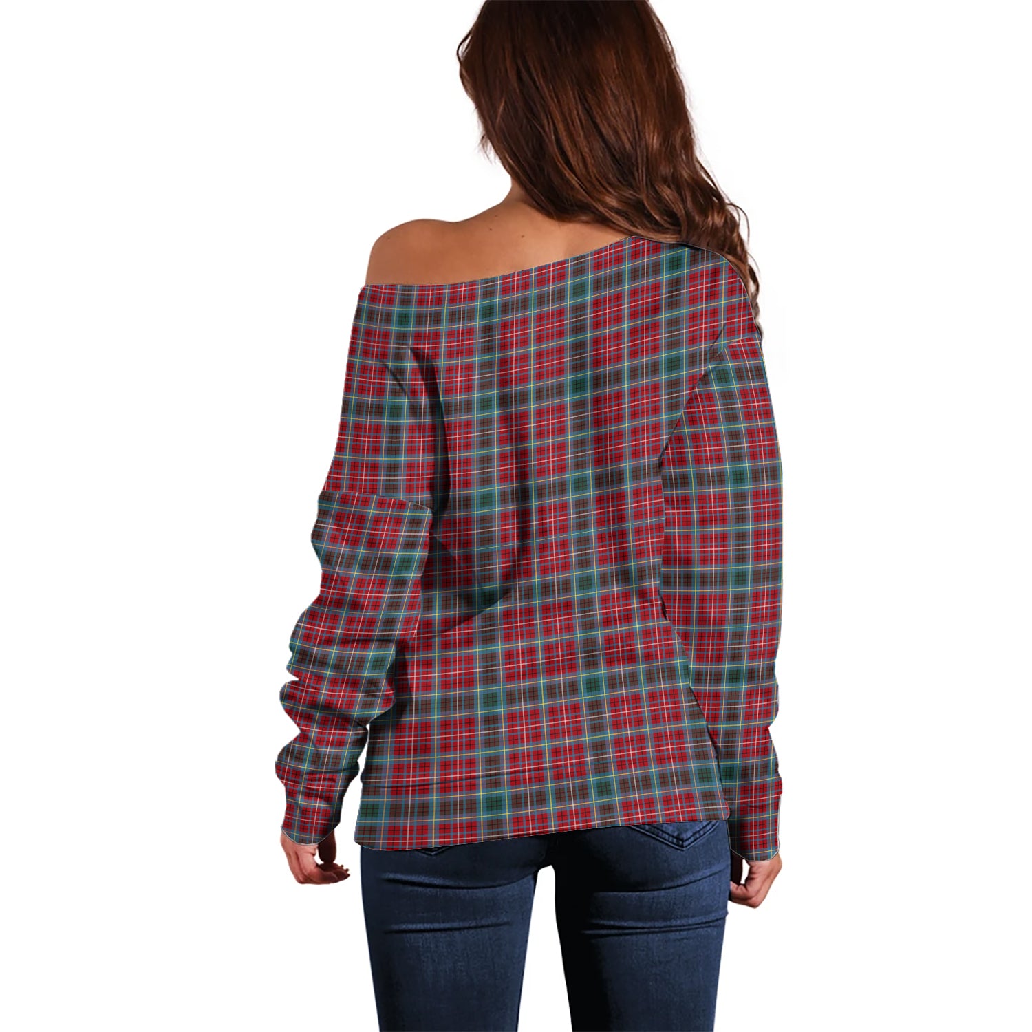 British Columbia Province Canada Tartan Off Shoulder Women Sweater - Tartanvibesclothing