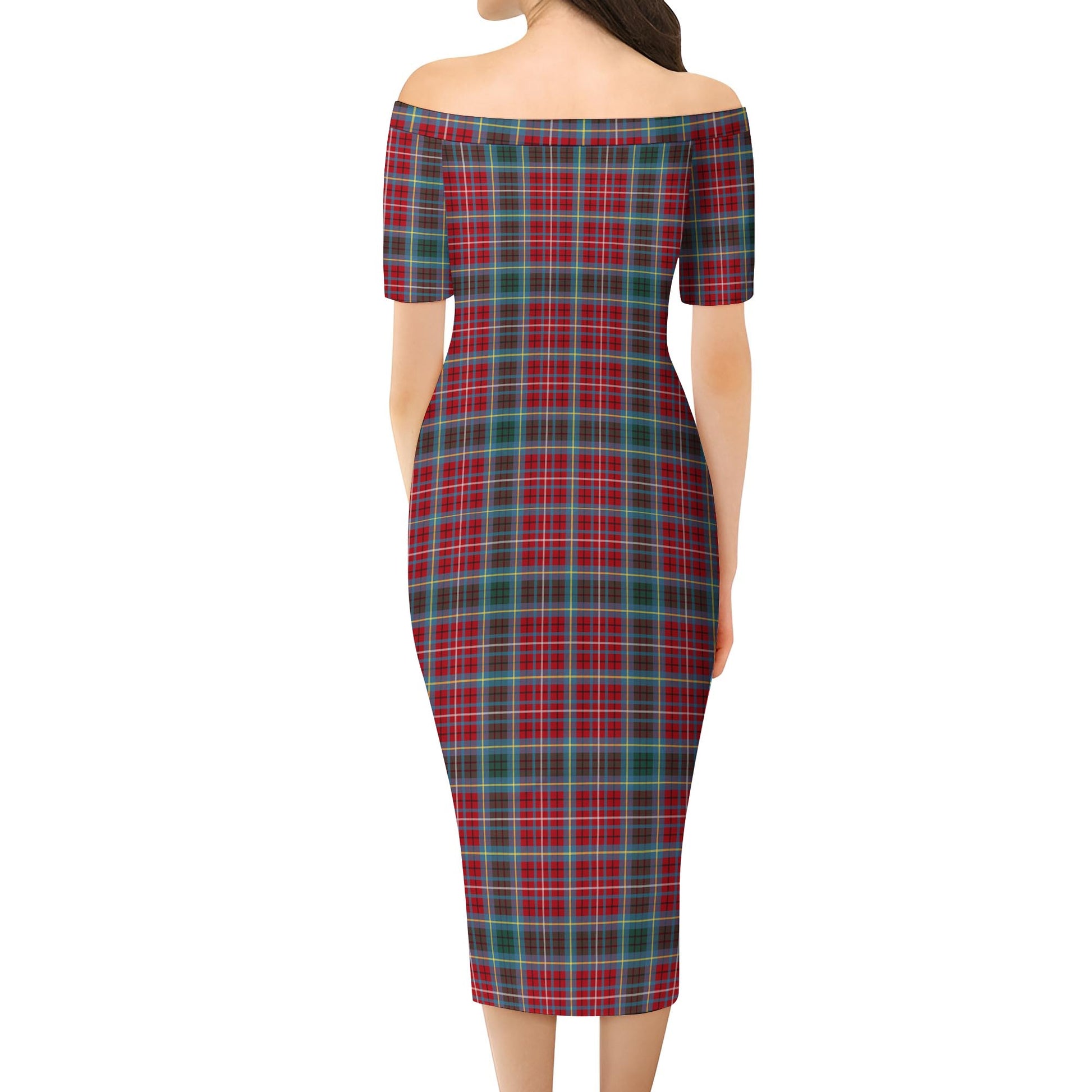 British Columbia Province Canada Tartan Off Shoulder Lady Dress - Tartanvibesclothing