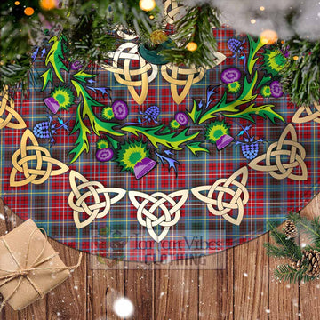 British Columbia Province Canada Tartan Christmas Tree Skirt with Thistle Celtic Knot Style