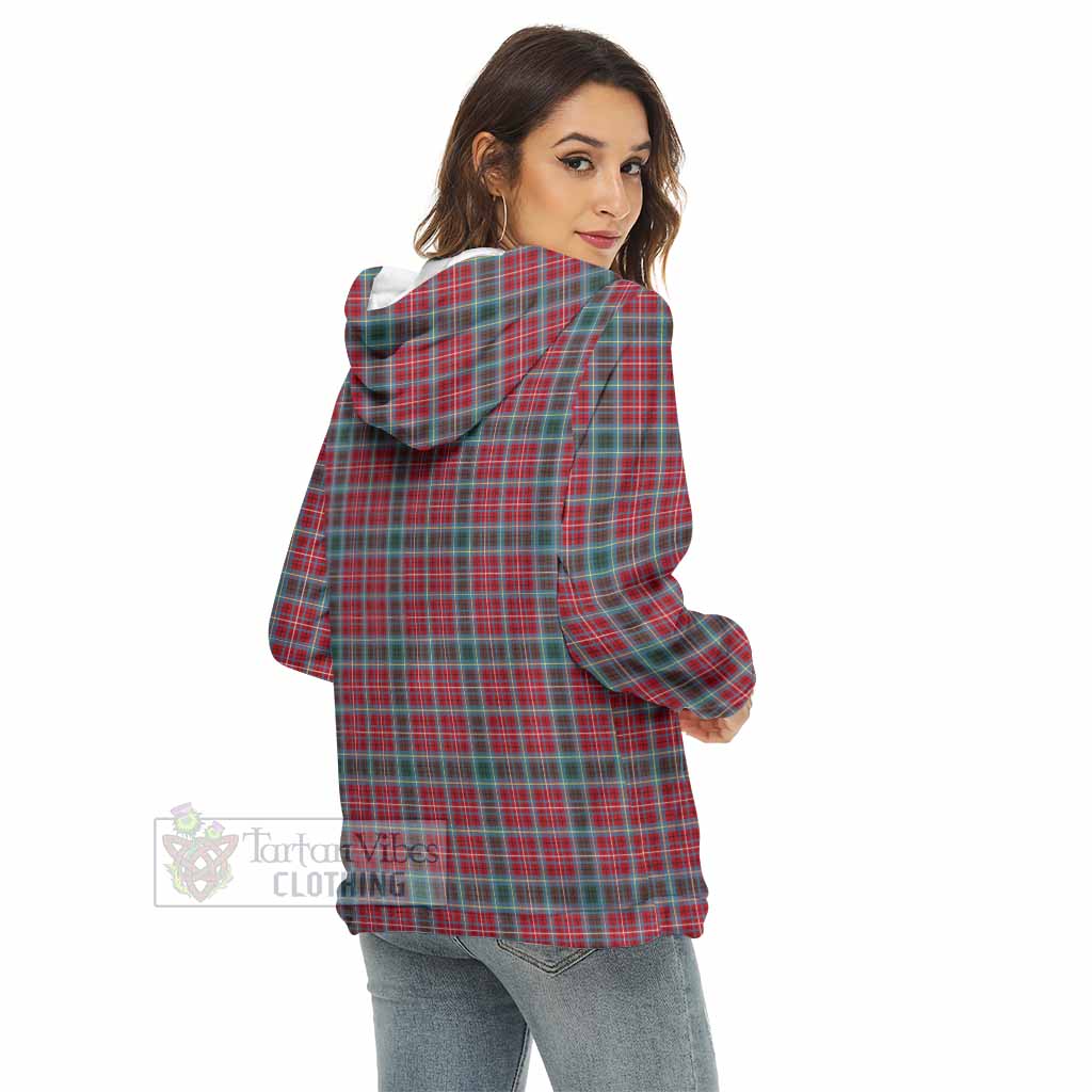 Tartan Vibes Clothing British Columbia Province Canada Tartan Women's Borg  Half Zip Fleece Hoodie