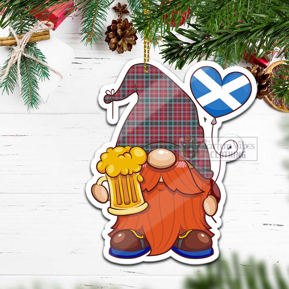 Tartan Vibes Clothing British Columbia Province Canada Tartan Gnome Holding Beer Glass Christmas Ornament with Personalized National Flag