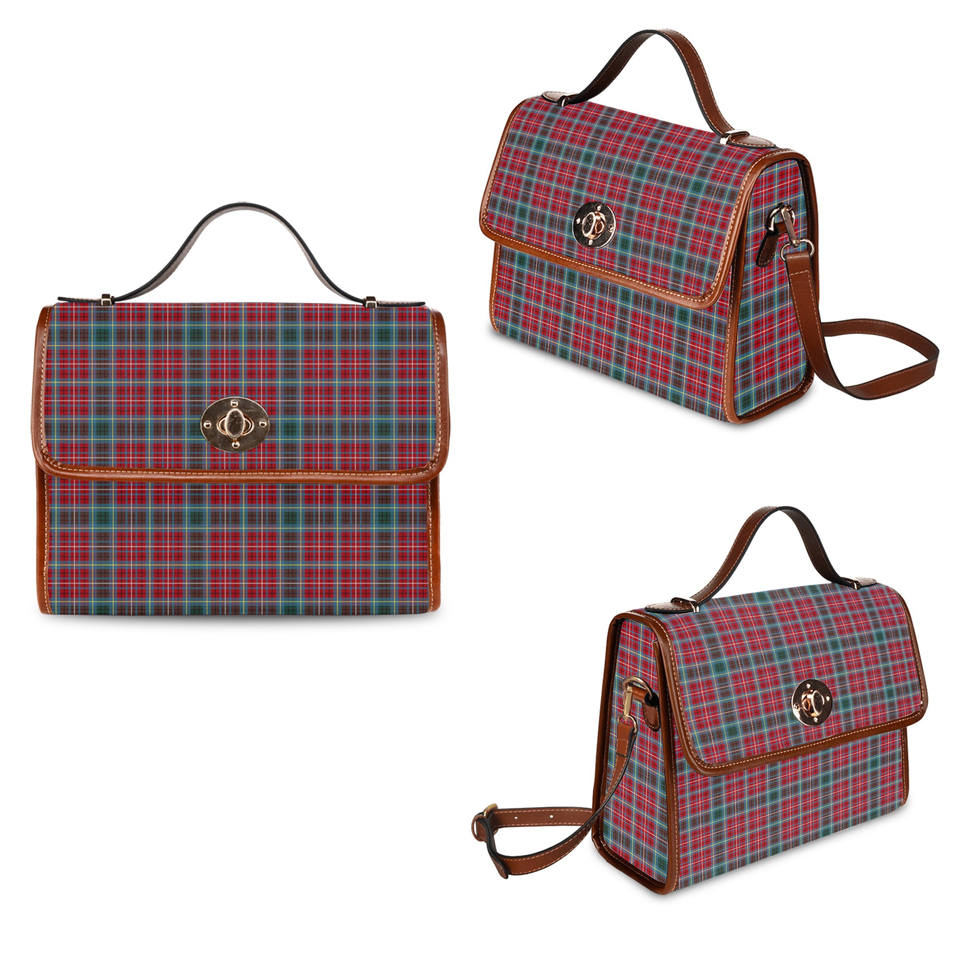 British Columbia Province Canada Tartan Leather Strap Waterproof Canvas Bag Black Leather Strap One Size 34cm * 42cm (13.4" x 16.5") - Tartanvibesclothing