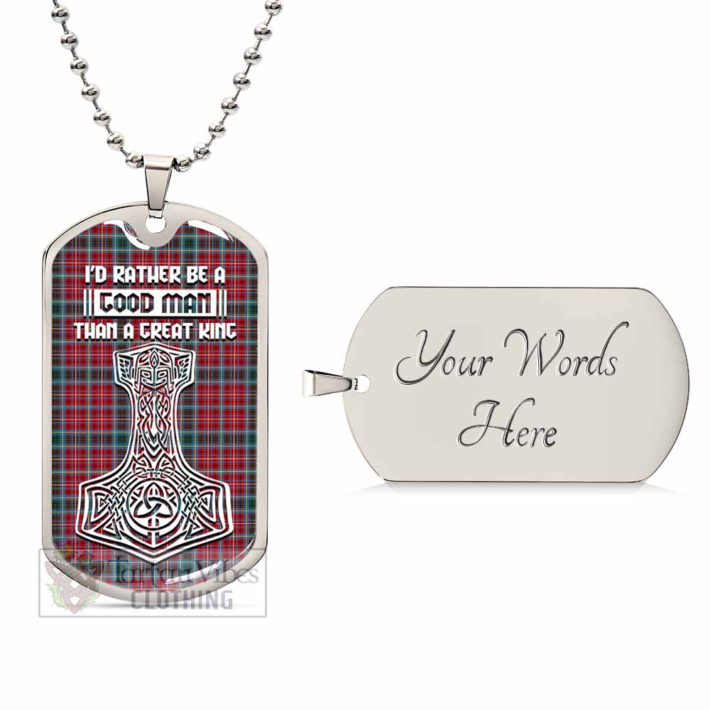 Tartan Vibes Clothing British Columbia Province Canada Tartan Dog Tag Necklace Viking Mjolnir Style