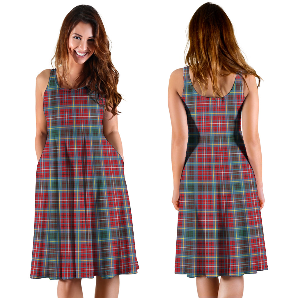 British Columbia Province Canada Tartan Sleeveless Midi Womens Dress - Tartanvibesclothing