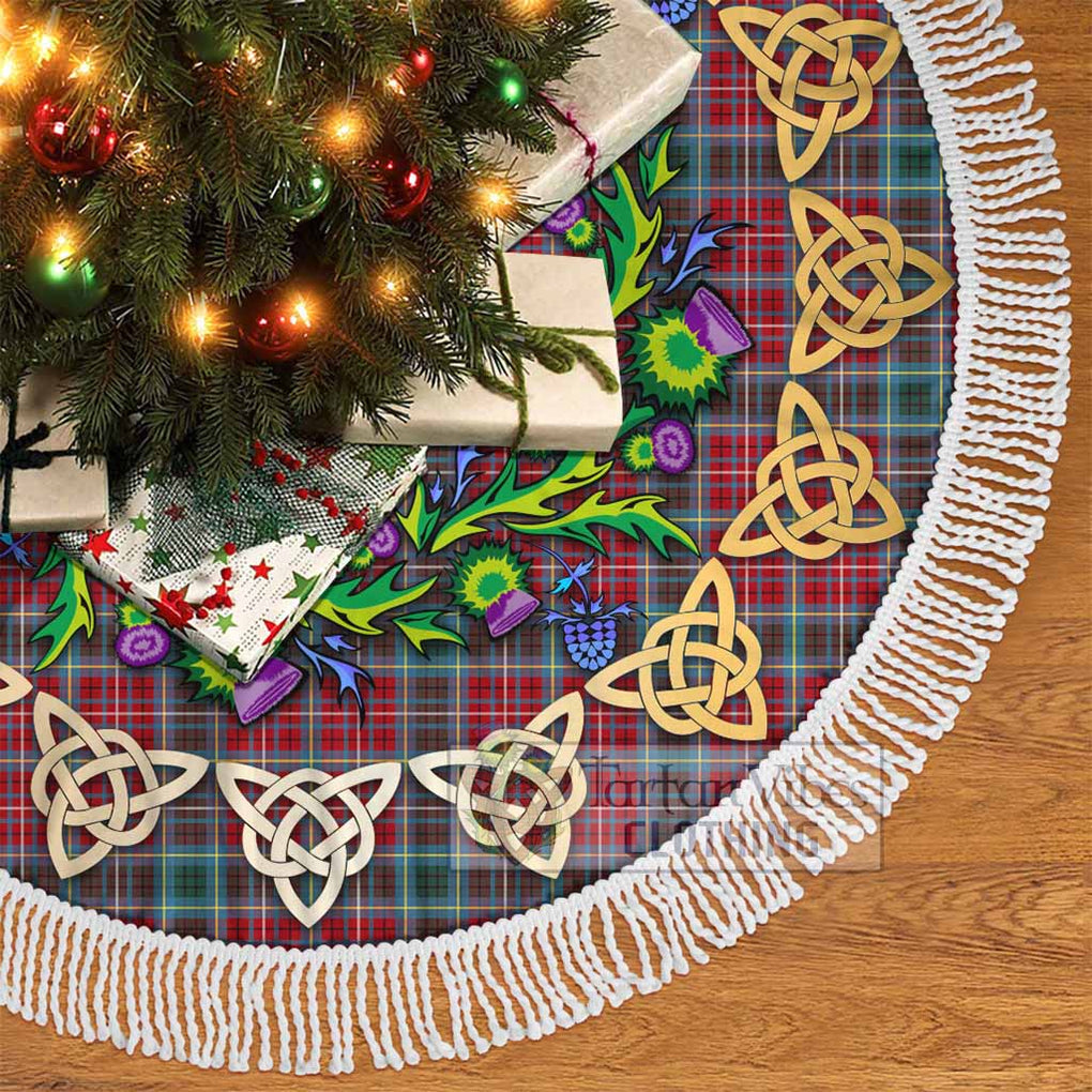 Tartan Vibes Clothing British Columbia Province Canada Tartan Christmas Tree Skirt with Thistle Celtic Knot Style