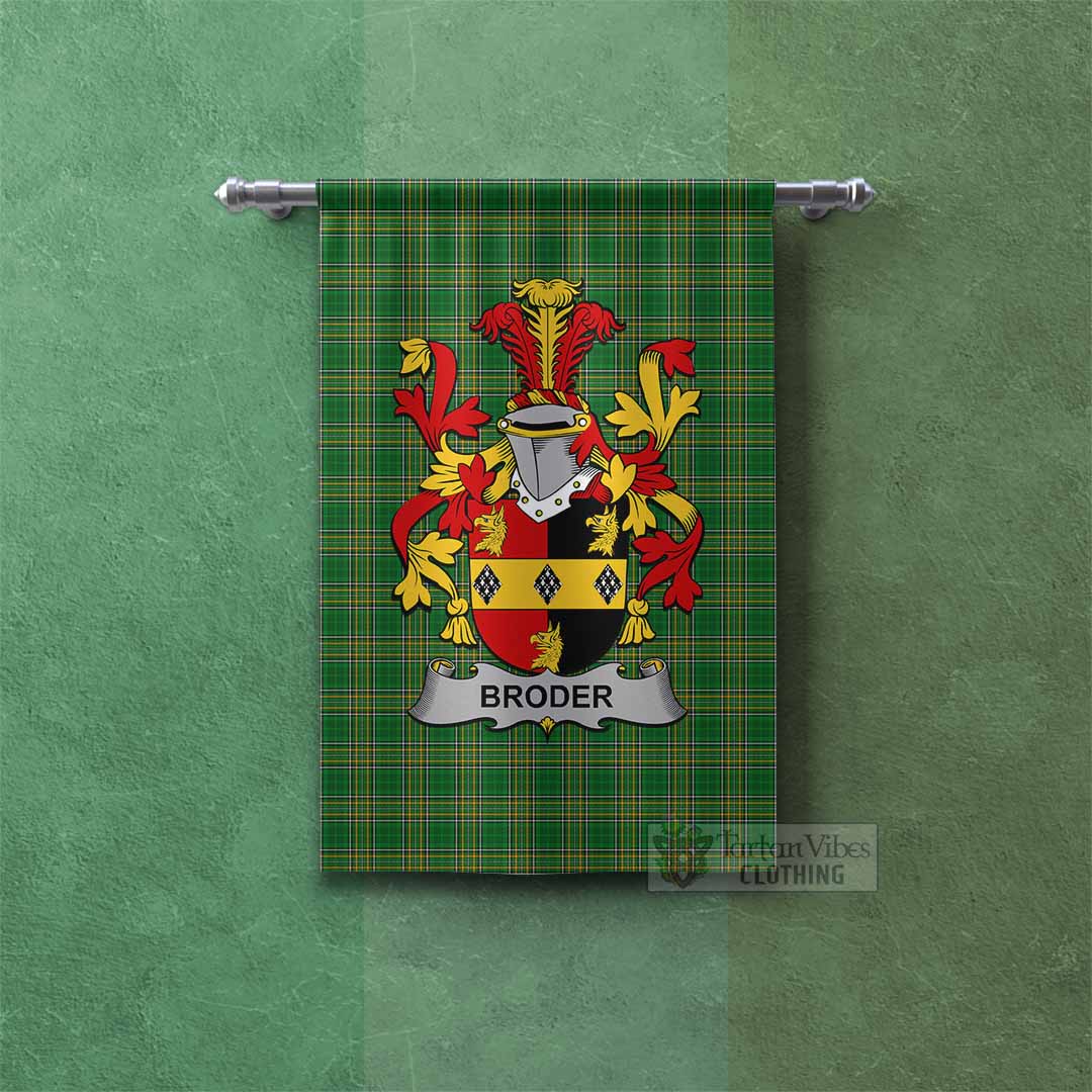 Broder Irish Clan Tartan Gonfalon, Tartan Banner with Coat of Arms Rectangle - Tartan Vibes Clothing