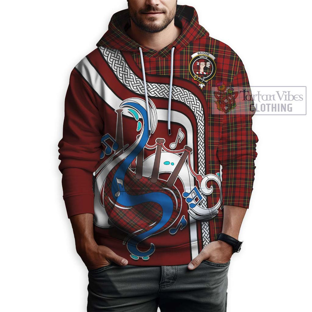 Brodie Tartan Hoodie with Epic Bagpipe Style Zip Hoodie - Tartanvibesclothing Shop