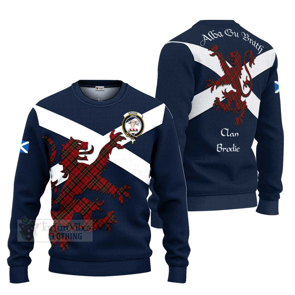 Tartan Vibes Clothing Brodie Tartan Lion Rampant Knitted Sweater – Proudly Display Your Heritage with Alba Gu Brath and Clan Name