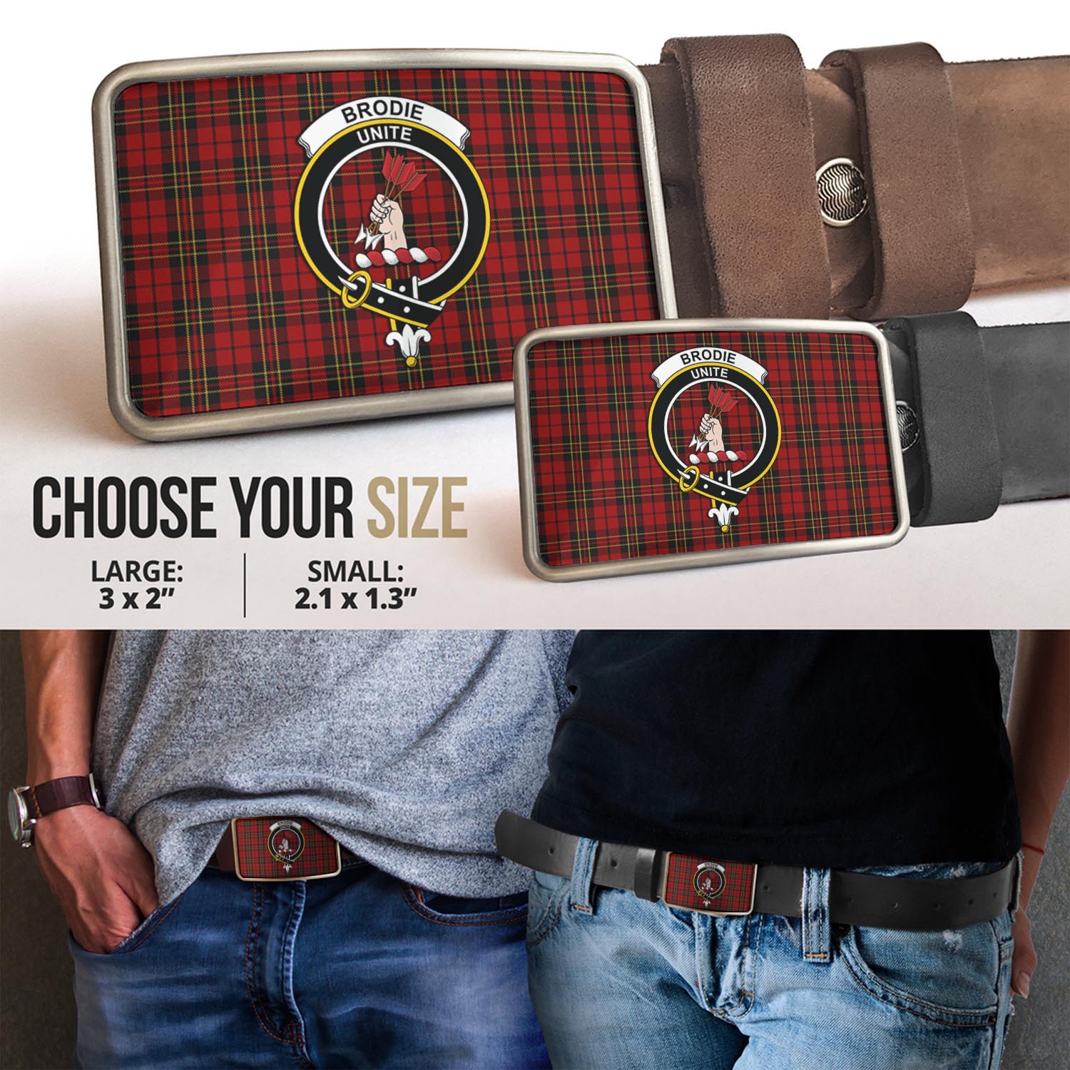 Brodie Tartan Belt Buckles with Family Crest - Tartanvibesclothing