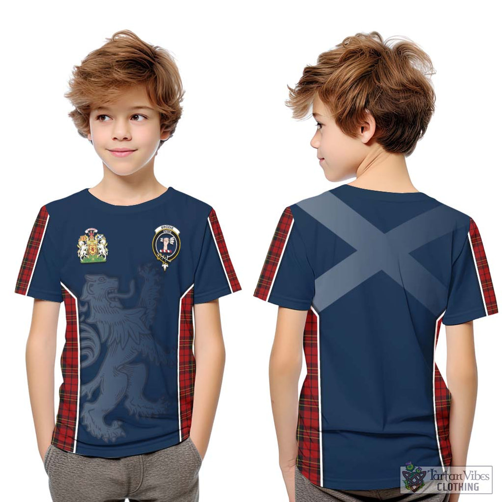 Brodie Tartan Kid T-Shirt with Family Crest and Lion Rampant Vibes Sport Style Youth XL Size14 - Tartan Vibes Clothing