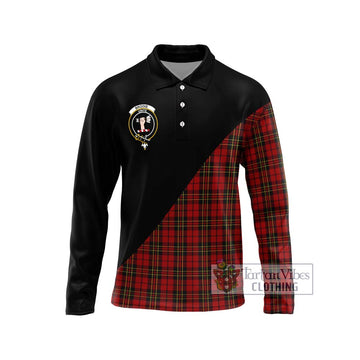 Brodie Tartan Long Sleeve Polo Shirt with Family Crest and Military Logo Style