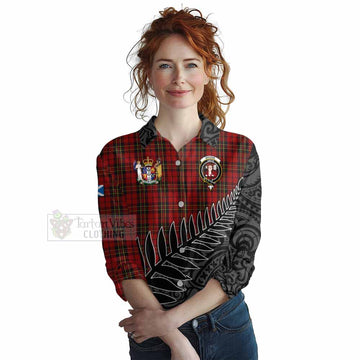 Brodie Crest Tartan Women's Casual Shirt with New Zealand Silver Fern Half Style