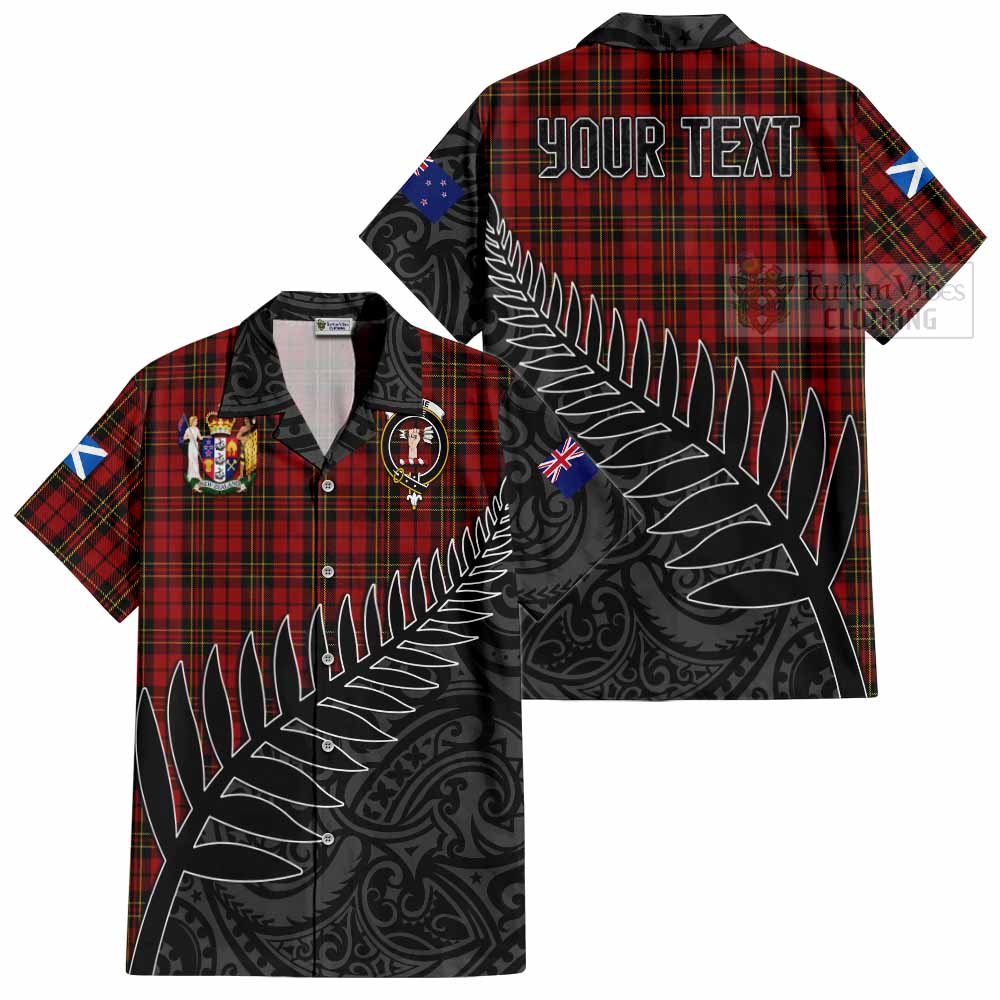 Tartan Vibes Clothing Brodie Crest Tartan Short Sleeve Button Shirt with New Zealand Silver Fern Half Style