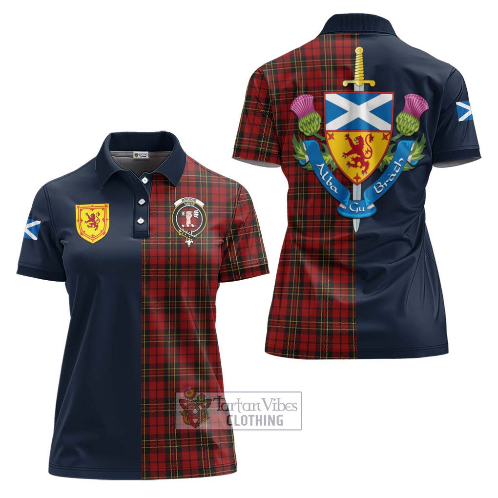 Tartan Vibes Clothing Brodie Tartan Women's Polo Shirt with Scottish Lion Royal Arm Half Style