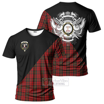 Brodie Tartan T-Shirt with Family Crest and Military Logo Style