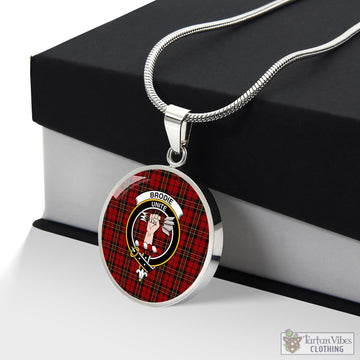 Brodie Tartan Circle Necklace with Family Crest