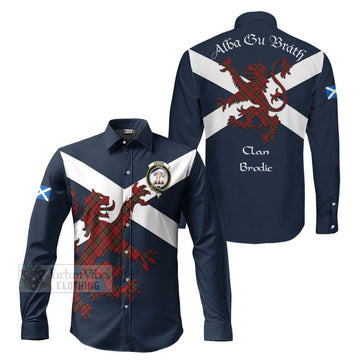 Brodie Tartan Lion Rampant Long Sleeve Button Shirt  Proudly Display Your Heritage with Alba Gu Brath and Clan Name