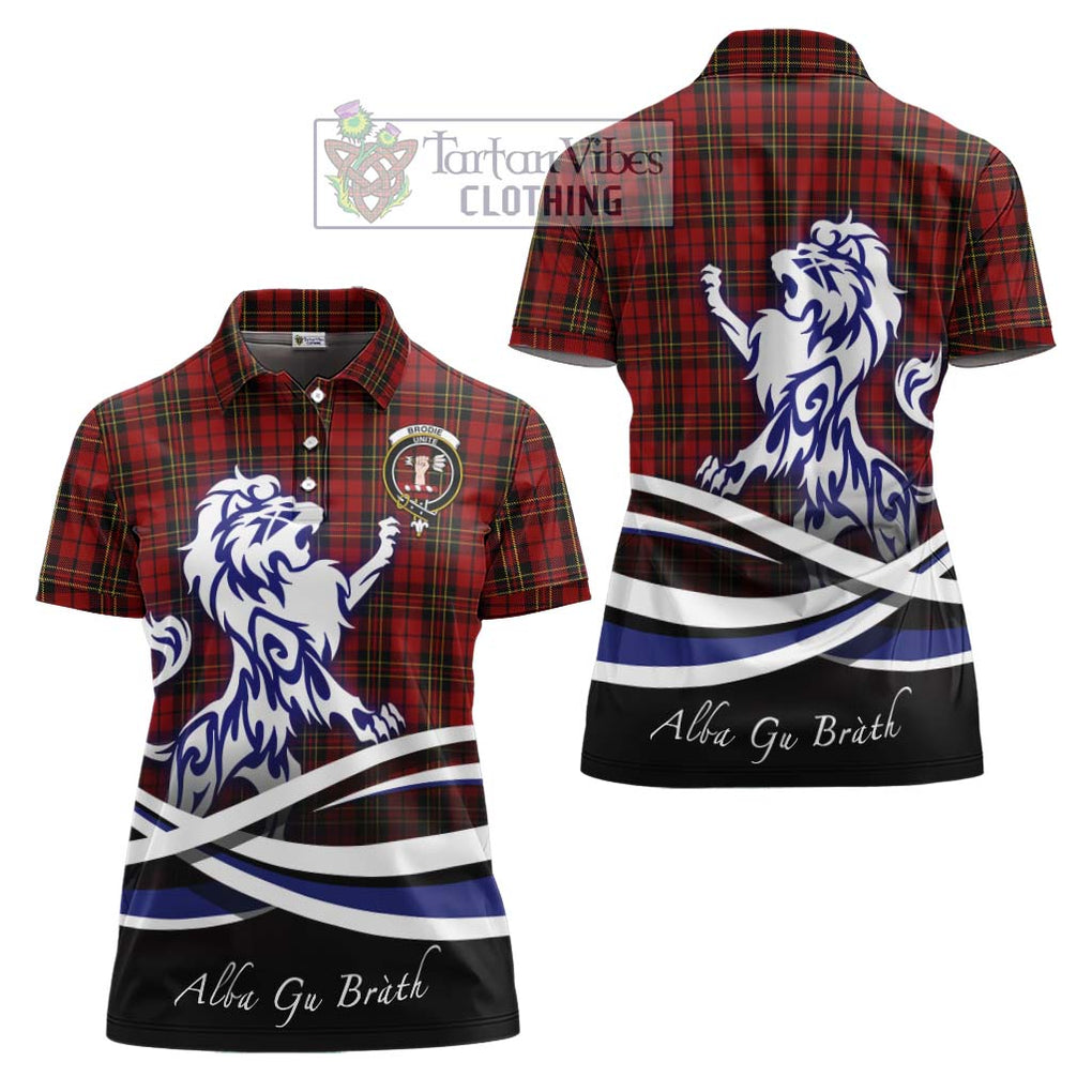 Brodie Tartan Women's Polo Shirt with Alba Gu Brath Regal Lion Emblem Women - Tartanvibesclothing Shop