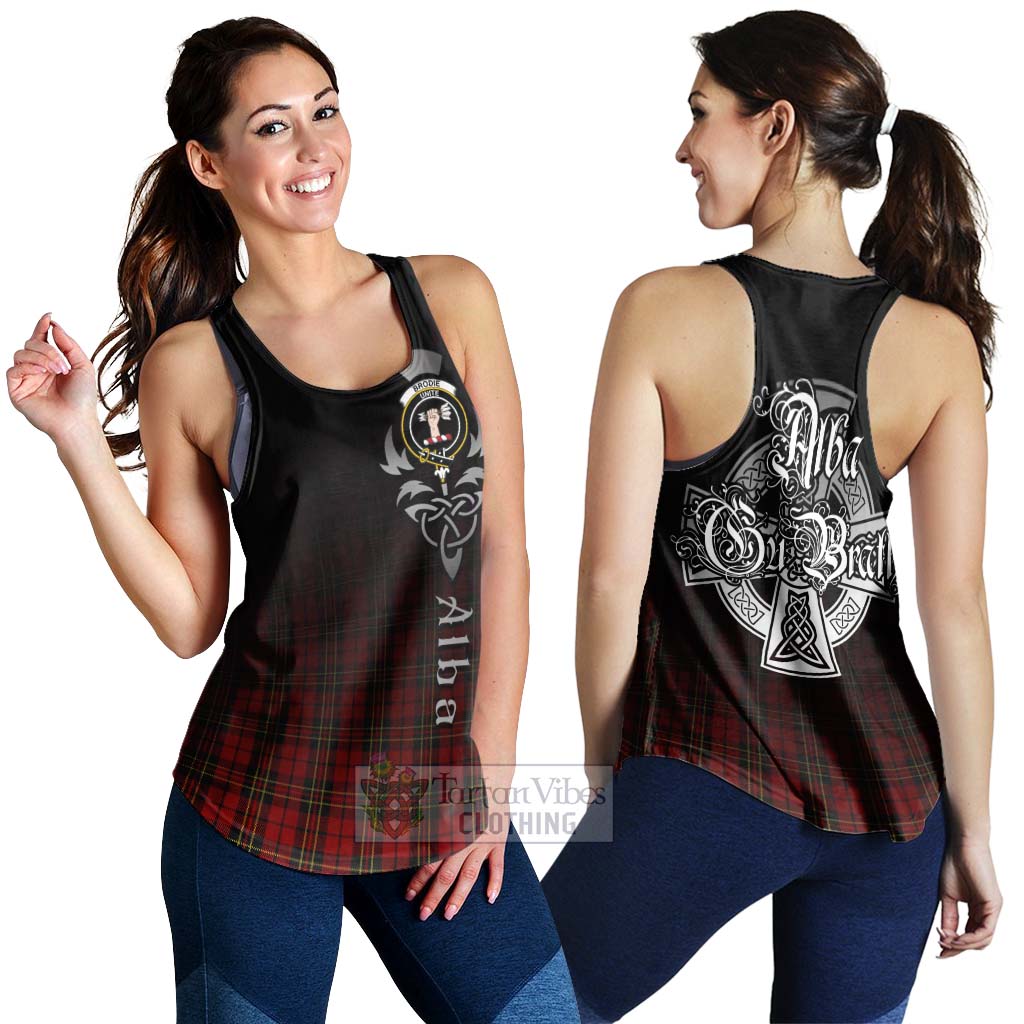 Tartan Vibes Clothing Brodie Tartan Women's Racerback Tanks Featuring Alba Gu Brath Family Crest Celtic Inspired