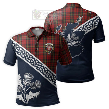 Brodie Tartan Polo Shirt Featuring Thistle and Scotland Map