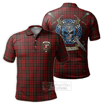 Brodie Tartan Polo Shirt with Family Crest Celtic Skull Style