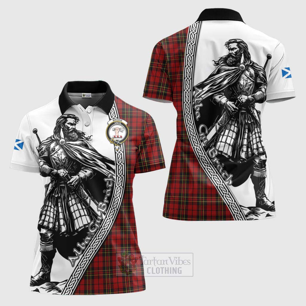 Tartan Vibes Clothing Brodie Tartan Clan Crest Women's Polo Shirt with Highlander Warrior Celtic Style