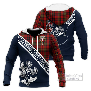 Brodie Tartan Knitted Hoodie Featuring Thistle and Scotland Map