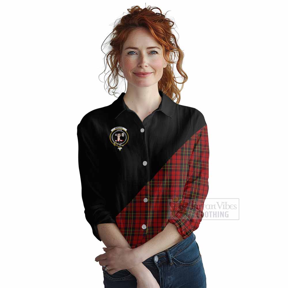 Tartan Vibes Clothing Brodie Tartan Women's Casual Shirt with Family Crest and Military Logo Style